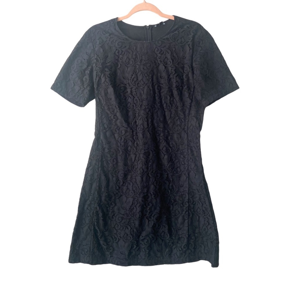 Theory Lace Short Sleeve Black Dress Size 8